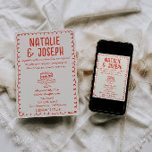 Invitation Gâteau à main rétro Frisé Mariage unique