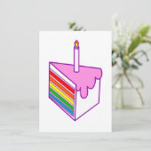 Invitation gâteau arc-en-ciel d'anniversaire heureux (Debout devant)