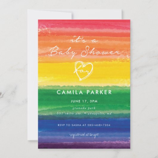 Invitation Gâteau arc-en-ciel en gras (Devant)