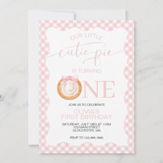 Invitation Gâteau au citrouille Cutie Pie carreaux roses invi