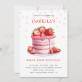 Invitation Gâteau aux fraises | Berry First Birthday Invitati (Devant)
