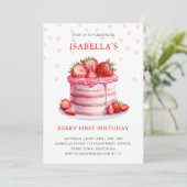 Invitation Gâteau aux fraises | Berry First Birthday Invitati (Debout devant)