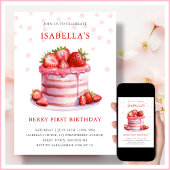 Invitation Gâteau aux fraises | Berry First Birthday Invitati