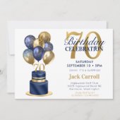 Invitation Gâteau avec ballons bleus pour 70e anniversaire (Devant)