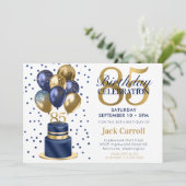 Invitation gâteau bleu marine pour 85e anniversair (Debout devant)