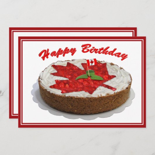 Invitation Gâteau canadien en feuille d'érable cerise (Devant / Derrière)