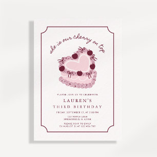 Invitation Gâteau Cerise sur le dessus Anniversaire Vintage 