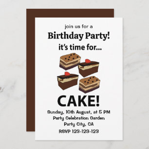 Invitation Gâteau C'est l'heure d'anniversaire du gâteau