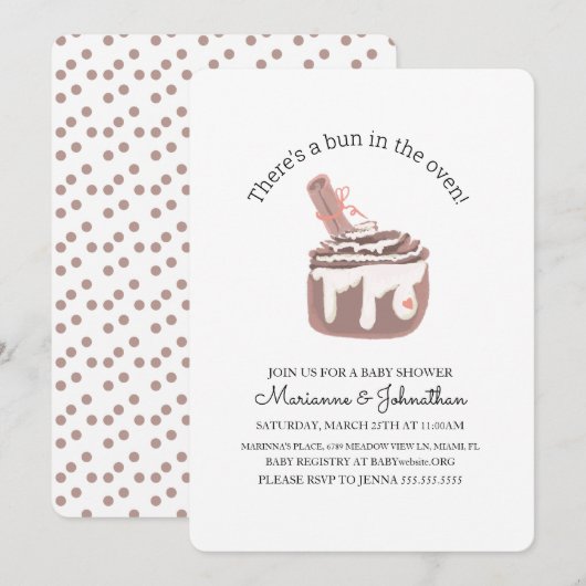 Invitation Gâteau Collant Dans Le Four Baby Shower (Devant / Derrière)