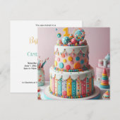 Invitation GÂTEAU COLORÉ À POINTS 1er ANNIVERSAIRE (Devant / Derrière)