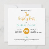 Invitation GÂTEAU COLORÉ À POINTS 1er ANNIVERSAIRE (Dos)