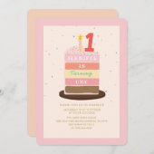 Invitation Gâteau coloré étincelant bébé tournant un annivers (Devant / Derrière)