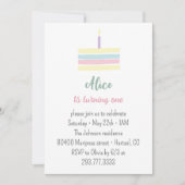Invitation Gâteau coloré pastel pour 1ère filleAnniversaire  (Devant)
