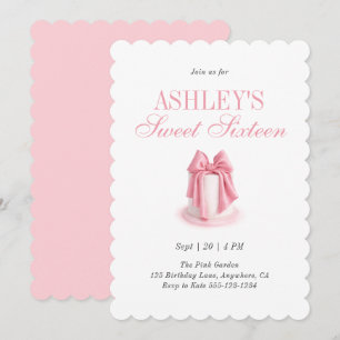 Invitation Gâteau Coquette Rose Élégant Anniversaire Sweet Si