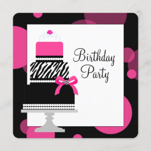 Invitation Gâteau Cupcake Anniversaire Fille Rayure Rose