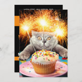 Invitation Gâteau Cupcake avec Étoile de Feu d'Artifice (Devant / Derrière)