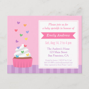 Invitation Gâteau Cupcake Bébé Arc-en-ciel Moderne Fête de Ba