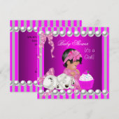 Invitation Gâteau cupcake Fille de douche de bébé mignonne ra (Devant / Derrière)