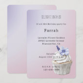 Invitation Gâteau Cupcake Fleur de Lavande Anniversaire   (Devant / Derrière)