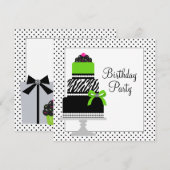 Invitation Gâteau cupcake rayé vert citron Anniversaire (Devant / Derrière)