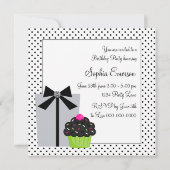 Invitation Gâteau cupcake rayé vert citron Anniversaire (Dos)