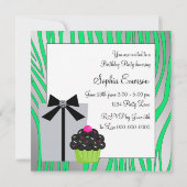 Invitation Gâteau cupcake rayé vert citron Anniversaire (Dos)