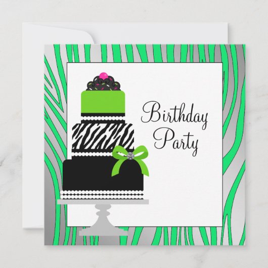 Invitation Gâteau cupcake rayé vert citron Anniversaire (Devant)