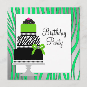 Invitation Gâteau cupcake rayé vert citron Anniversaire