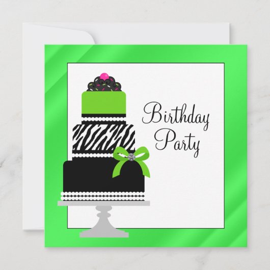 Invitation Gâteau cupcake rayé vert citron Anniversaire (Devant)