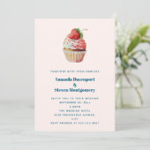 Invitation Gâteau Cupcake Sucré Mariage de Fraise (Debout devant)