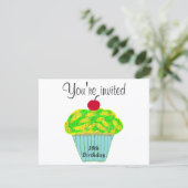 Invitation Gâteau cupcake vanille avec glaçage jaune et vert (Debout devant)
