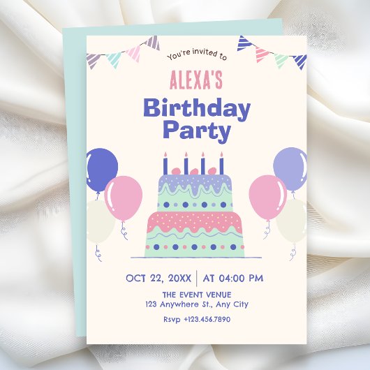 Invitation Gâteau d'anniversaire