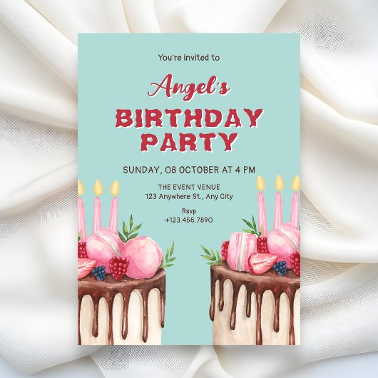 Invitation Gâteau d'anniversaire 