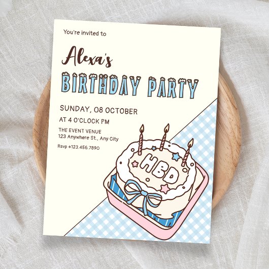 Invitation Gâteau d'anniversaire 