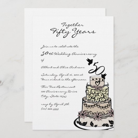 Invitation Gâteau d'anniversaire (Devant / Derrière)