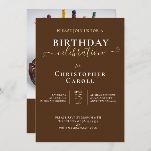 Invitation GÂTEAU D'ANNIVERSAIRE, 21e FÊTE (Devant / Derrière)