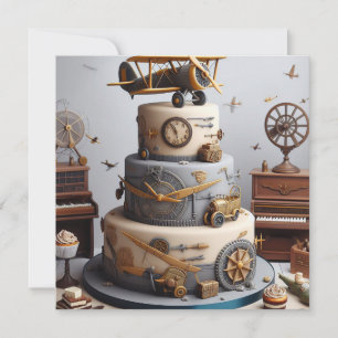 INVITATION GÂTEAU D'ANNIVERSAIRE À THÈME AVION D'ANNIVERSAIRE