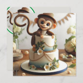 INVITATION GÂTEAU D'ANNIVERSAIRE À THÈME DE PETITS SINGES ADO (Devant / Derrière)