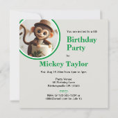INVITATION GÂTEAU D'ANNIVERSAIRE À THÈME DE PETITS SINGES ADO (Dos)