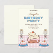 Invitation Gâteau d'anniversaire adorable  (Devant / Derrière)