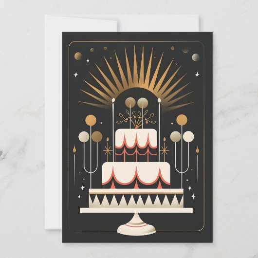 Invitation Gâteau d'anniversaire Art déco (Devant)