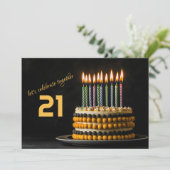 Invitation Gâteau d'anniversaire avec bougies (Debout devant)