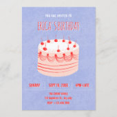 Invitation Gâteau d'anniversaire avec une écriture mignonne (Devant)