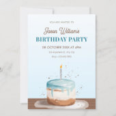 Invitation Gâteau d'anniversaire bleu (Devant)
