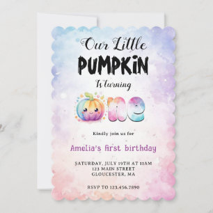 Invitation Gâteau D'anniversaire Citrouille Mignon Aquarelle