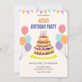 Invitation Gâteau d'anniversaire coloré (Devant)
