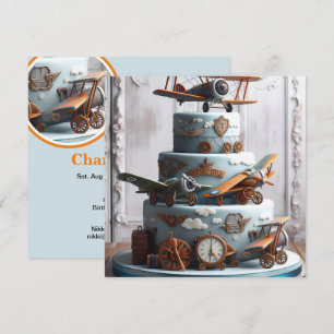 Invitation Gâteau d'anniversaire d'avion rétro vintage