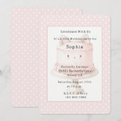 Invitation Gâteau d'anniversaire de chaton rose mignon (Devant / Derrière)