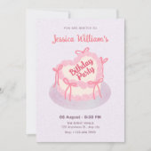 Invitation Gâteau d'anniversaire de coeur rose violet (Devant)