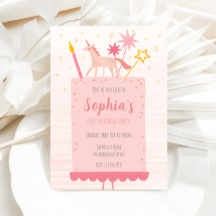 Invitation Gâteau d'anniversaire de la licorne